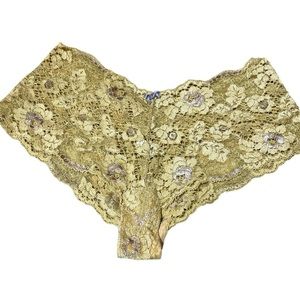 Y2K Vintage Leah Bantivoglio Luxury French Cut Panties, Gold & Purple, Medium